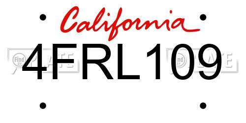4FRL109 California License Plate