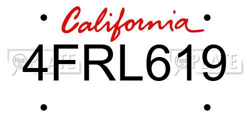 4FRL619 California License Plate