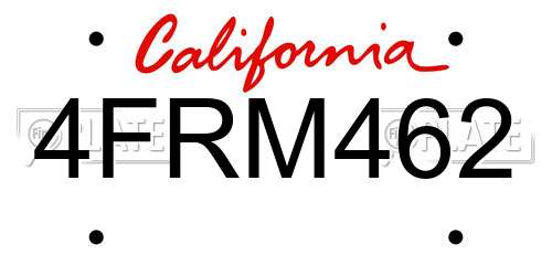 4FRM462 California License Plate