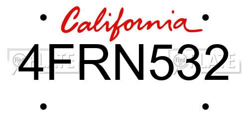 4FRN532 California License Plate