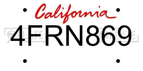 4FRN869 California License Plate