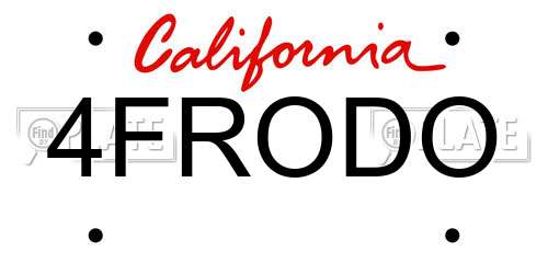 4FRODO California License Plate