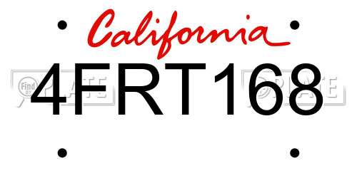 4FRT168 California License Plate