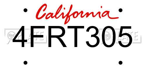 4FRT305 California License Plate