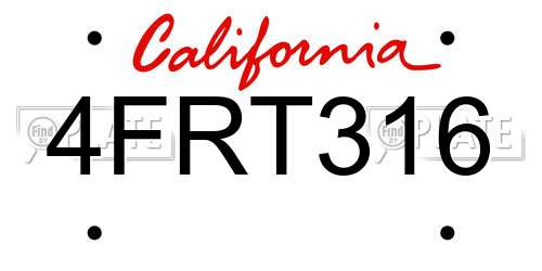 4FRT316 California License Plate