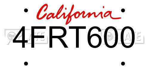 4FRT600 California License Plate