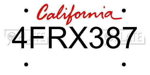 4FRX387 California License Plate