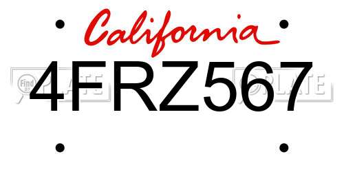 4FRZ567 California License Plate