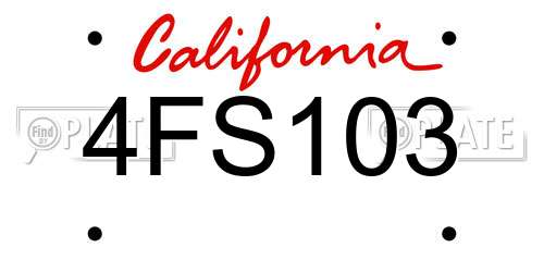 4FS103 California License Plate