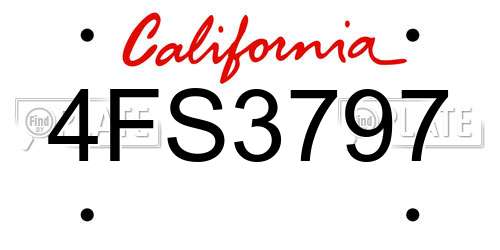 4FS3797 California License Plate