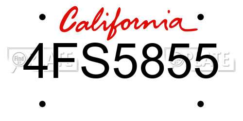 4FS5855 California License Plate