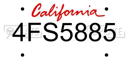 4FS5885 California License Plate