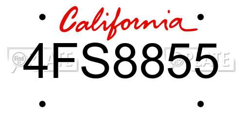 4FS8855 California License Plate