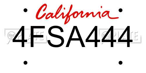 4FSA444 California License Plate
