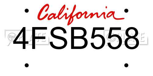 4FSB558 California License Plate