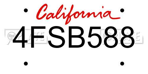 4FSB588 California License Plate