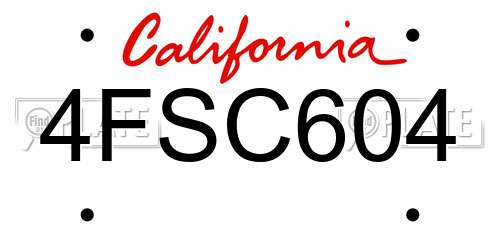 4FSC604 California License Plate