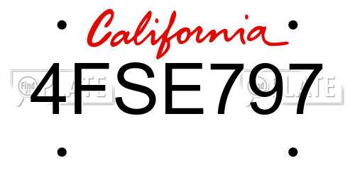 4FSE797 California License Plate