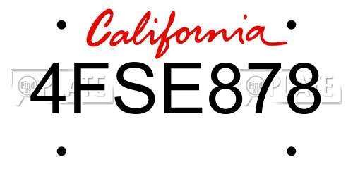 4FSE878 California License Plate