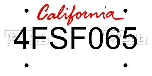 4FSF065 California License Plate