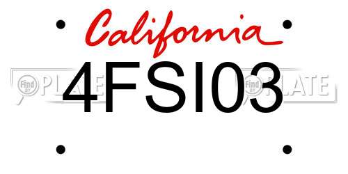 4FSI03 California License Plate