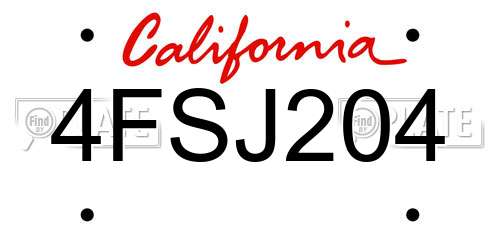 4FSJ204 California License Plate