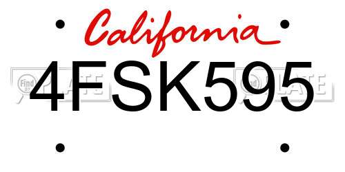 4FSK595 California License Plate