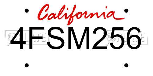 4FSM256 California License Plate