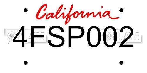 4FSP002 California License Plate