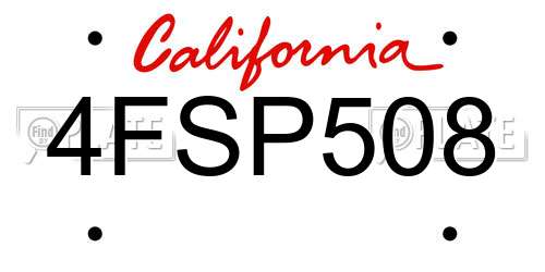 4FSP508 California License Plate