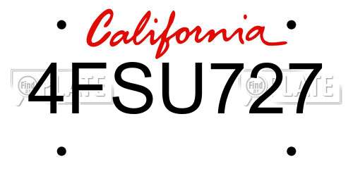 4FSU727 California License Plate