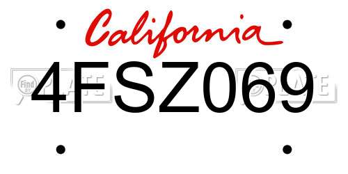 4FSZ069 California License Plate