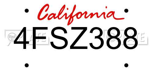 4FSZ388 California License Plate