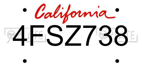 4FSZ738 California License Plate