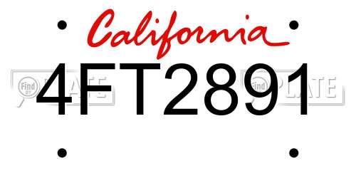 4FT2891 California License Plate