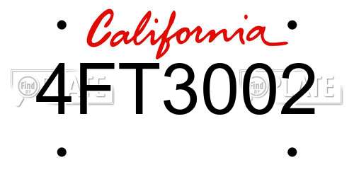 4FT3002 California License Plate