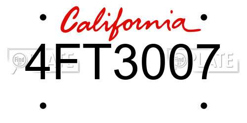 4FT3007 California License Plate