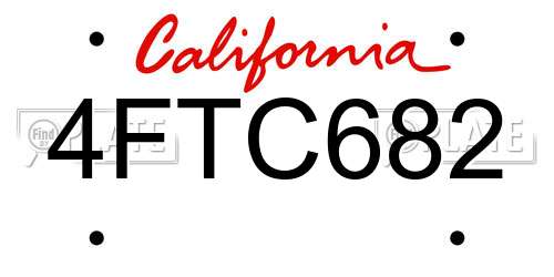 4FTC682 California License Plate