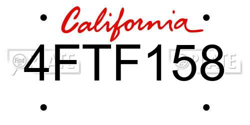 4FTF158 California License Plate