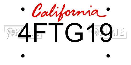 4FTG19 California License Plate