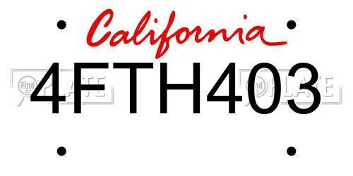 4FTH403 California License Plate