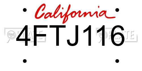 4FTJ116 California License Plate