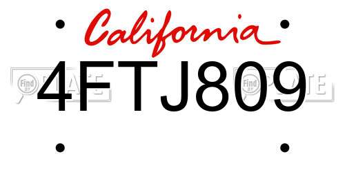 4FTJ809 California License Plate