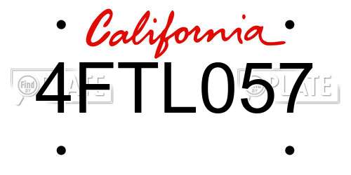 4FTL057 California License Plate