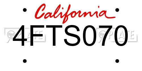 4FTS070 California License Plate