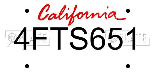 4FTS651 California License Plate