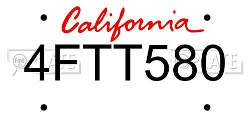 4FTT580 California License Plate