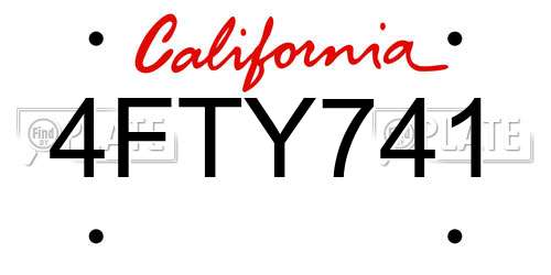 4FTY741 California License Plate
