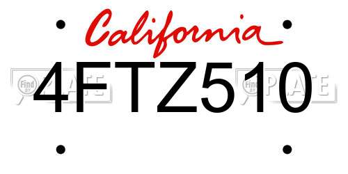 4FTZ510 California License Plate