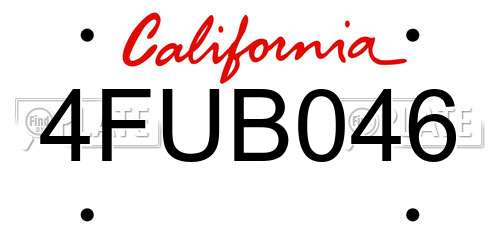 4FUB046 California License Plate